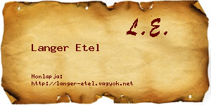 Langer Etel névjegykártya